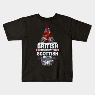 British Grown With Scottish Roots - Gift for Scottish With Roots From Scotland Kids T-Shirt